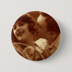 Tennis voor Vintage Sport, Liefde en Romantiek Ronde Button 5,7 Cm