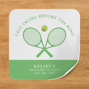 Tennis vrijgezellenfeest laatste swing voor de rin vierkante sticker