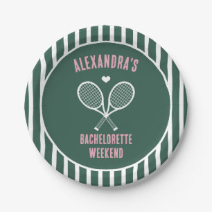 Tennis vrijgezellenfeestje preppy groen papieren bordje