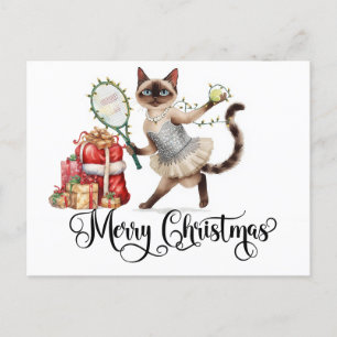 Tennis Vrolijk Kerstfeest voor Kattenliefhebbers Feestdagenkaart