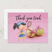 Tennis-vrouwspeler bedankt je coach voor roze briefkaart (Voorkant / Achterkant)