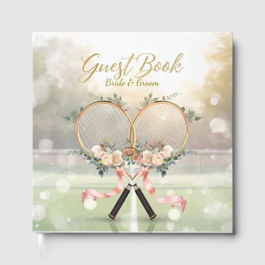 Tennis Wedding Guest Book – Floral Racket (Recto)