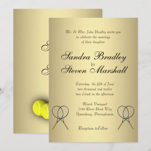 Tennis Wedding Invitations Kaart (Voorkant / Achterkant)