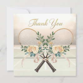 Tennis Wedding Thank You Card with Floral Rackets Bedankkaart