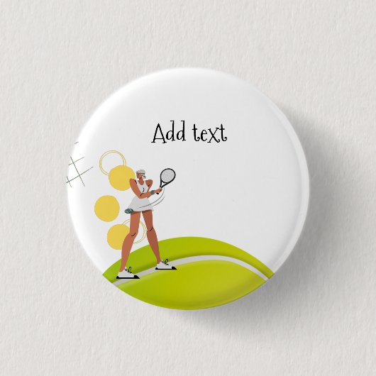 Tennis Woman Player houdt racket Ronde Button 3,2 Cm (Voorkant)