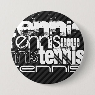 Tennis; Zwarte & Donkergrijze strepen Ronde Button 7,6 Cm