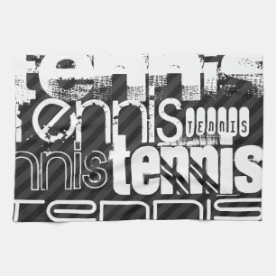 Tennis; Zwarte & Donkergrijze strepen Theedoek