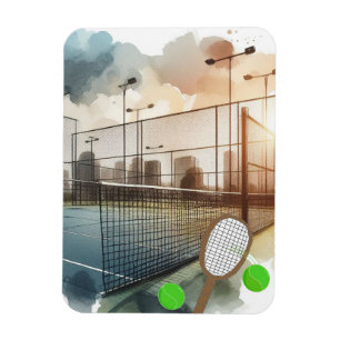 Tennisbaan en racket magneet