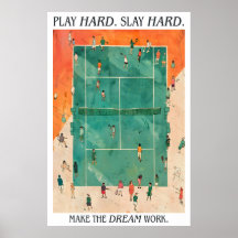 Tennisbaan Kunstprint Speel Hard Vernietig Hard
