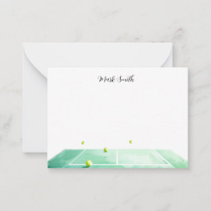 Tennisbaan waterverf notitiekaartje