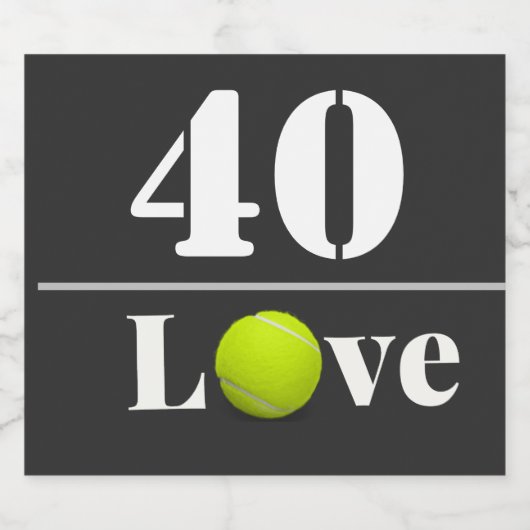 Tennisbal 40e verjaardag met liefde sparkling wijnetiket (Enkel label)