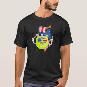 Tennisbal American Patriot 4 juli Amerikaanse vlag T-shirt