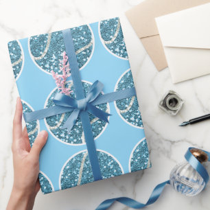 Tennisbal Blauwe thema voor jongens babyfeestje Cadeaupapier