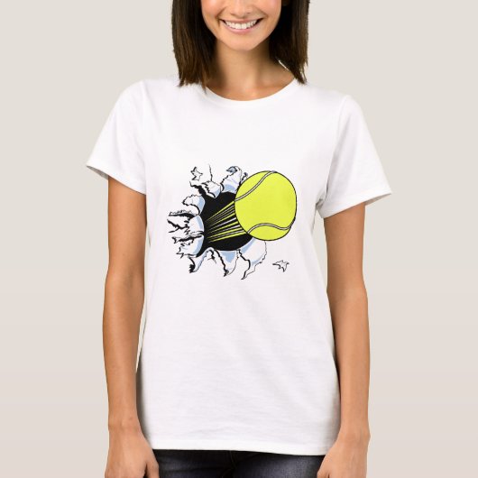 tennisbal door t-shirt (Voorkant)