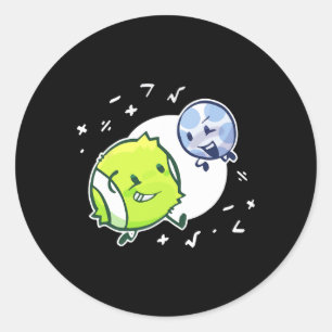 Tennisbal en golfbal duo wiskunde ronde sticker