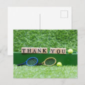 Tennisbal en racket  Dank coach of speler  Briefkaart (Voorkant / Achterkant)