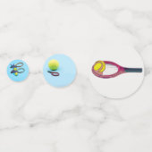 Tennisbal en racket Happy Birthday blauw Confetti (Voorkanten)
