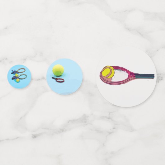 Tennisbal en racket Happy Birthday blauw Confetti (Voorkanten)