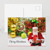 Tennisbal en racket met kerstversiering briefkaart (Voorkant / Achterkant)
