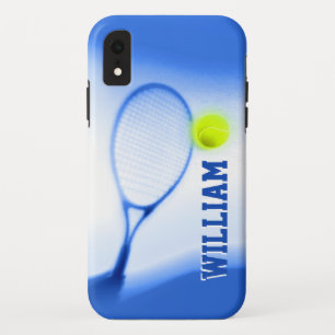 Tennisbal en racket sporten blauwe iphone case
