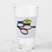 Tennisbal en racket waterverf glas (Voorkant)