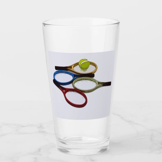 Tennisbal en racket waterverf glas (Voorkant)