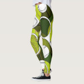 Tennisbal en racket zwarte & witte inkt op groen leggings (Links)