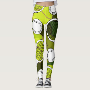 Tennisbal en racket zwarte & witte inkt op groen leggings