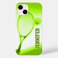 Tennisbal en racketsport, groene telefoontas