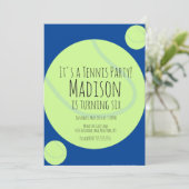 Tennisbal Feestspel Verjaardagsuitnodiging Kaart (Staand voorkant)
