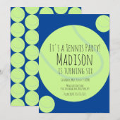 Tennisbal Feestspel Verjaardagsuitnodiging Kaart (Voorkant / Achterkant)