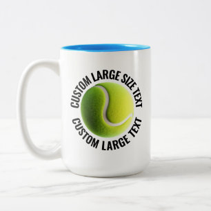 Tennisbal & grote tekst LICHTBLAUW 425ml Custom Tweekleurige Koffiemok