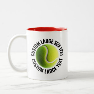 Tennisbal & Grote Tekst Rood 325ml Custom Tweekleurige Koffiemok
