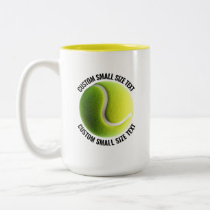 Tennisbal & Kleine Tekst GEEL 15oz Aangepast Tweekleurige Koffiemok