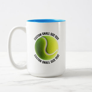 Tennisbal & Kleine Tekst LICHTBLAUW 425g Custom Tweekleurige Koffiemok
