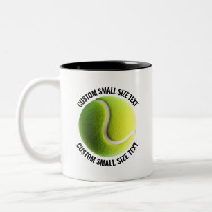 Tennisbal & Kleine Tekst ZWART 325ml Custom Tweekleurige Koffiemok