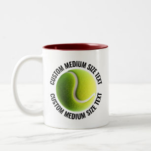 Tennisbal & Medium tekst MAROON 11oz op maat gemaa Tweekleurige Koffiemok