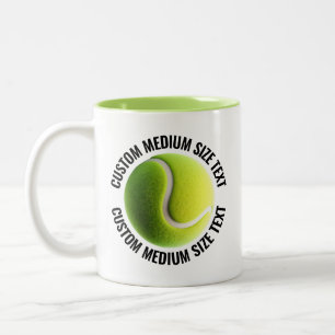 Tennisbal & Medium Text LIME GROEN 325ml Custom Tweekleurige Koffiemok