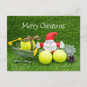 Tennisbal met Kerstmis winkelen Briefkaart
