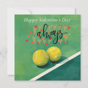 Tennisbal met LOVE op blauwe baan Feestdagenkaart