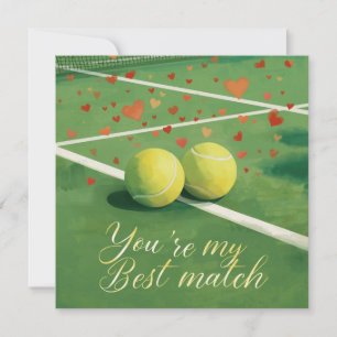 Tennisbal met LOVE op blauwe baan Feestdagenkaart