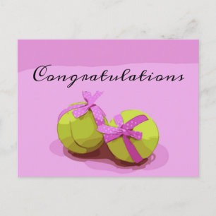 Tennisbal met roze lint Gefeliciteerd Briefkaart