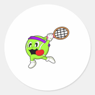 Tennisbal met Tennis racket Ronde Sticker