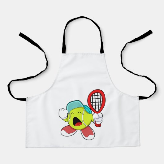 Tennisbal met Tennis racket Schort (Voorkant)