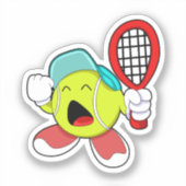 Tennisbal met Tennis racket Sticker (Voorkant)
