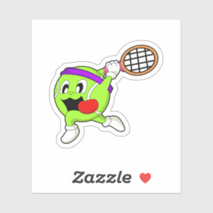Tennisbal met Tennis racket Sticker