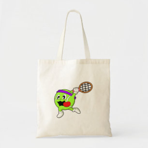 Tennisbal met Tennis racket Tote Bag