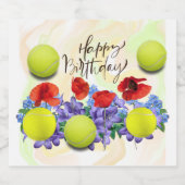 Tennisbal met veel bloem voor de verjaardag sparkling wijnetiket (Enkel label)