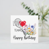 Tennisbal met veel bloem voor verjaardagskaart kaart (Staand voorkant)