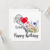 Tennisbal met veel bloem voor verjaardagskaart kaart (Voorkant / Achterkant in situ)
